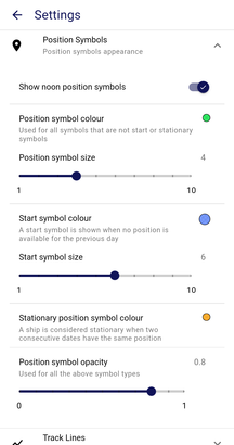 Some of the many settings to customise Journey Plotter Mobile